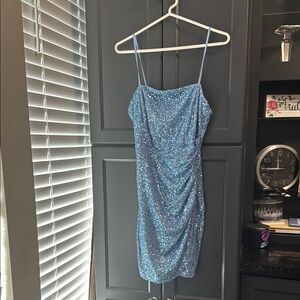 Elegant Blue Sequin Dress